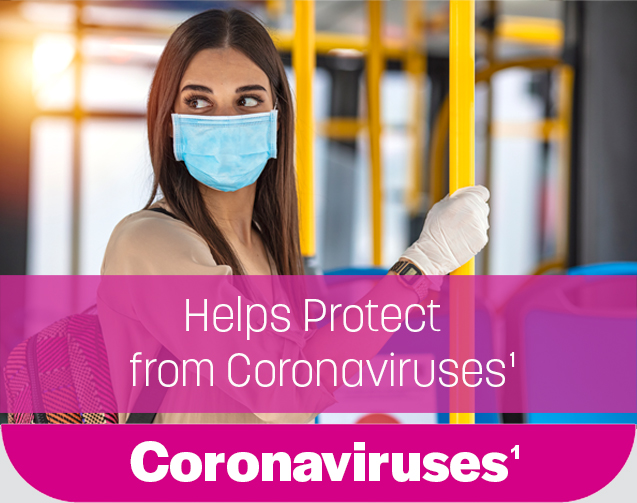 Girl on a bus wearing a mask as protection against Coronaviruses